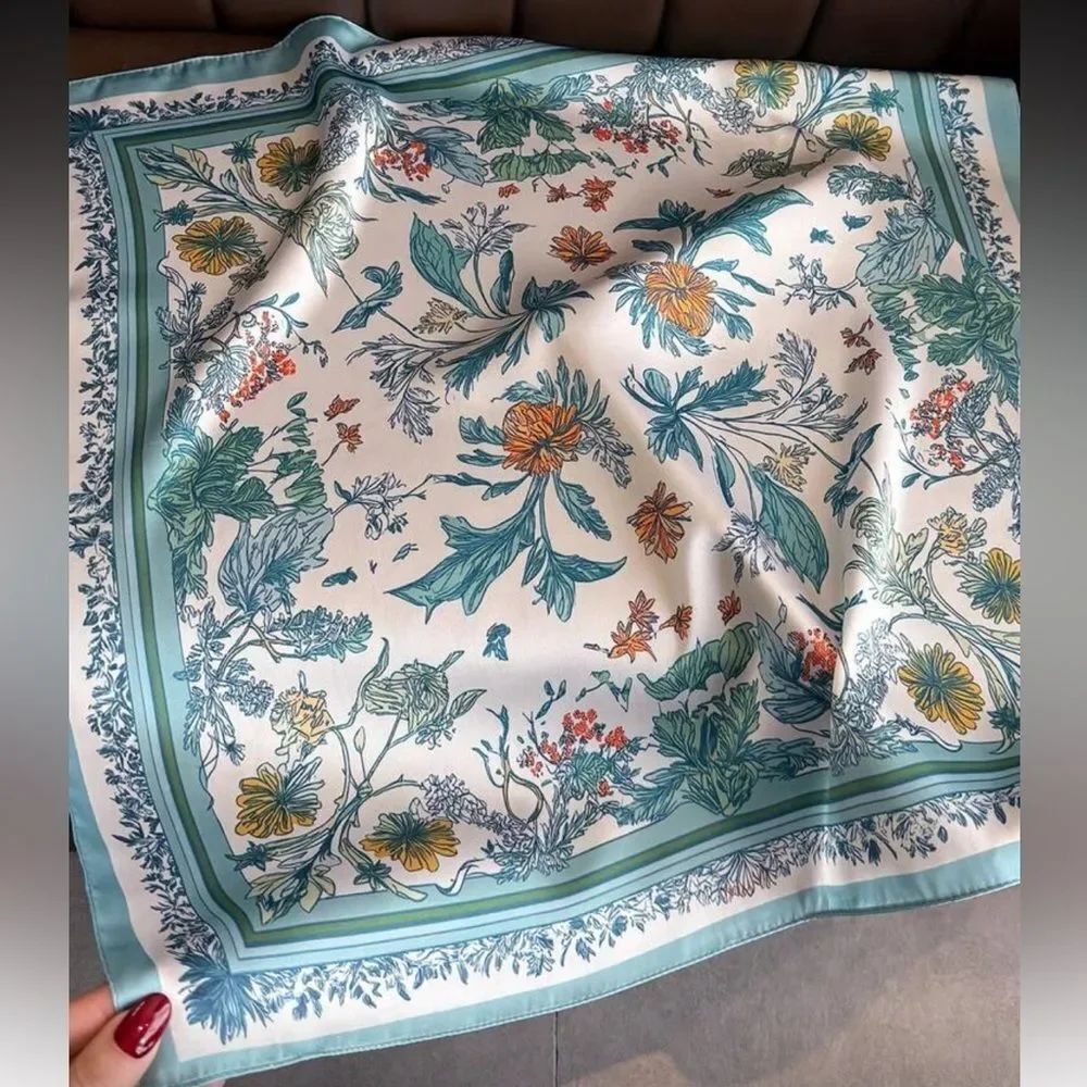 Floral Scarf Blue and White S16 - Picture 2 of 4